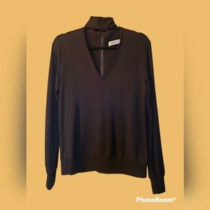 NWOT Bailey/44 Black V Neck Eye Splice Choker Pullover Sweater Top Size Small